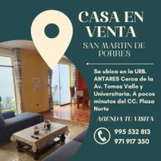 Vendo casa en san martin de porres urb antares cerca av tomas valle